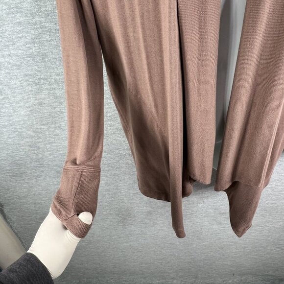 Athleta Womens M Open Front Long Cardigan Waterfall Soft Pockets Thumbholes Cozy - Picture 5 of 16